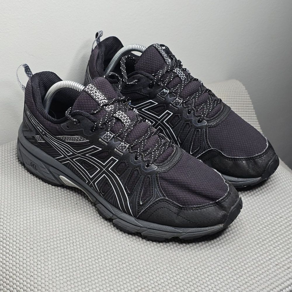 Asics Womens Gel Venture 7 Black Running Shoes‎ Sneakers Size 10 W (WIDE)